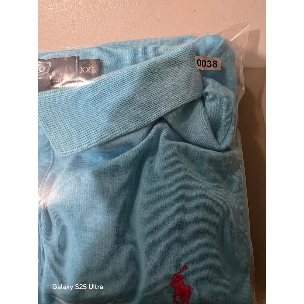 Polo Ralph Lauren Vintage Mens XXL Blue Short Sleeve Cotton Polo Shirt Red Pony